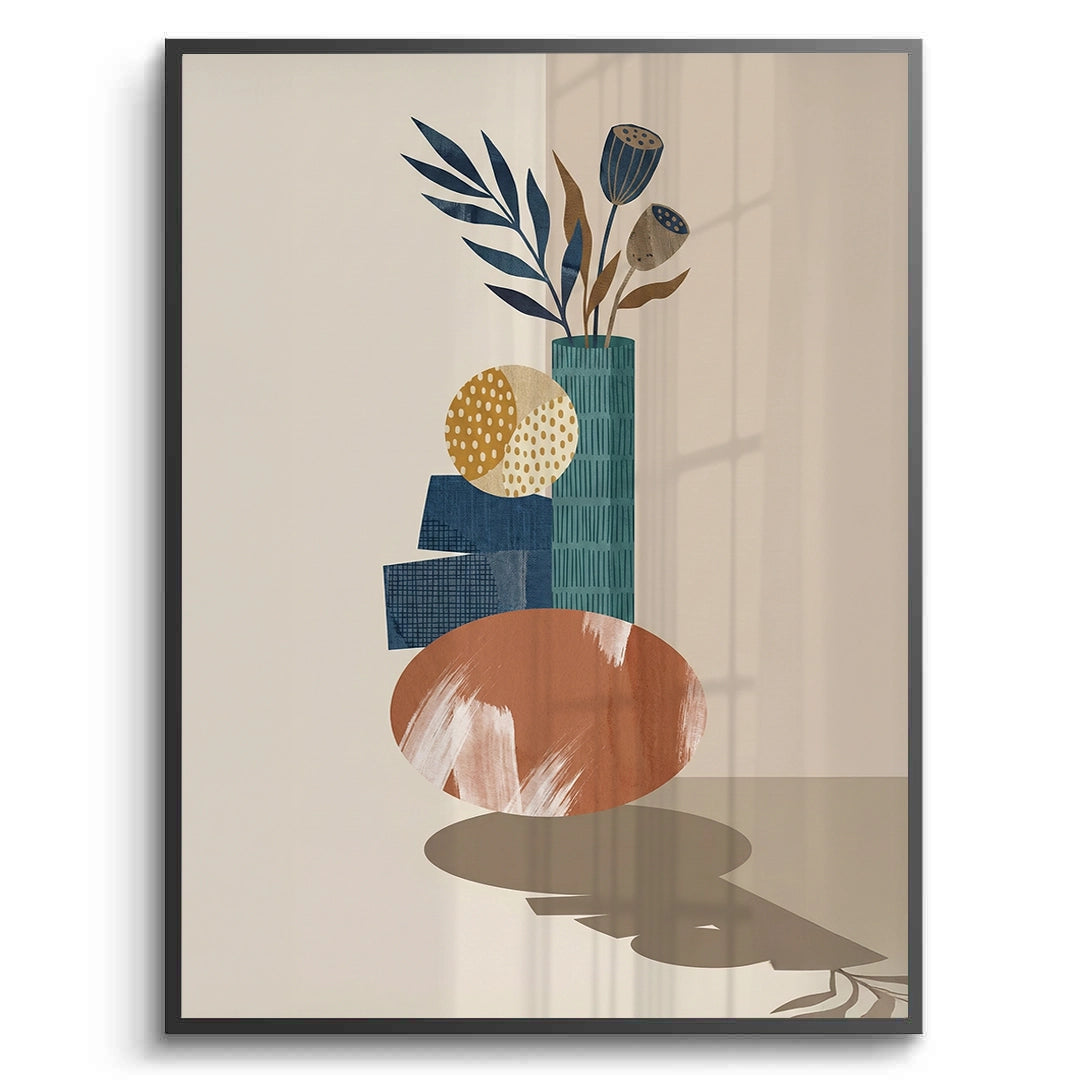 2Abstract Vase and Dried Flowers - Fine Art