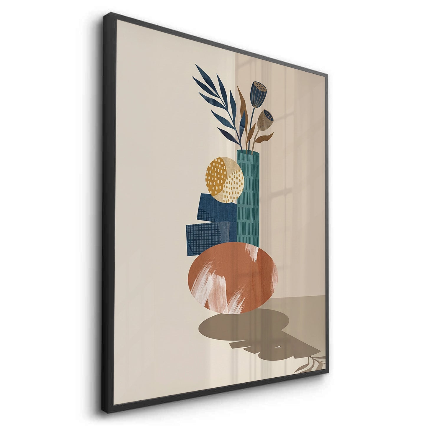 2Abstract Vase and Dried Flowers - Fine Art