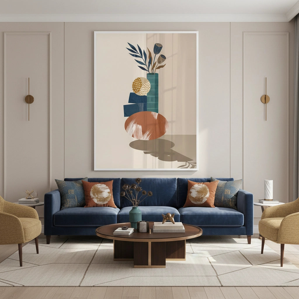 2Abstract Vase and Dried Flowers - Fine Art