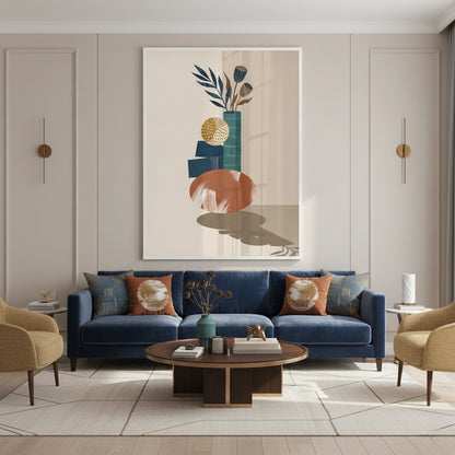 Abstract Vase and Dried Flowers - Fine Art