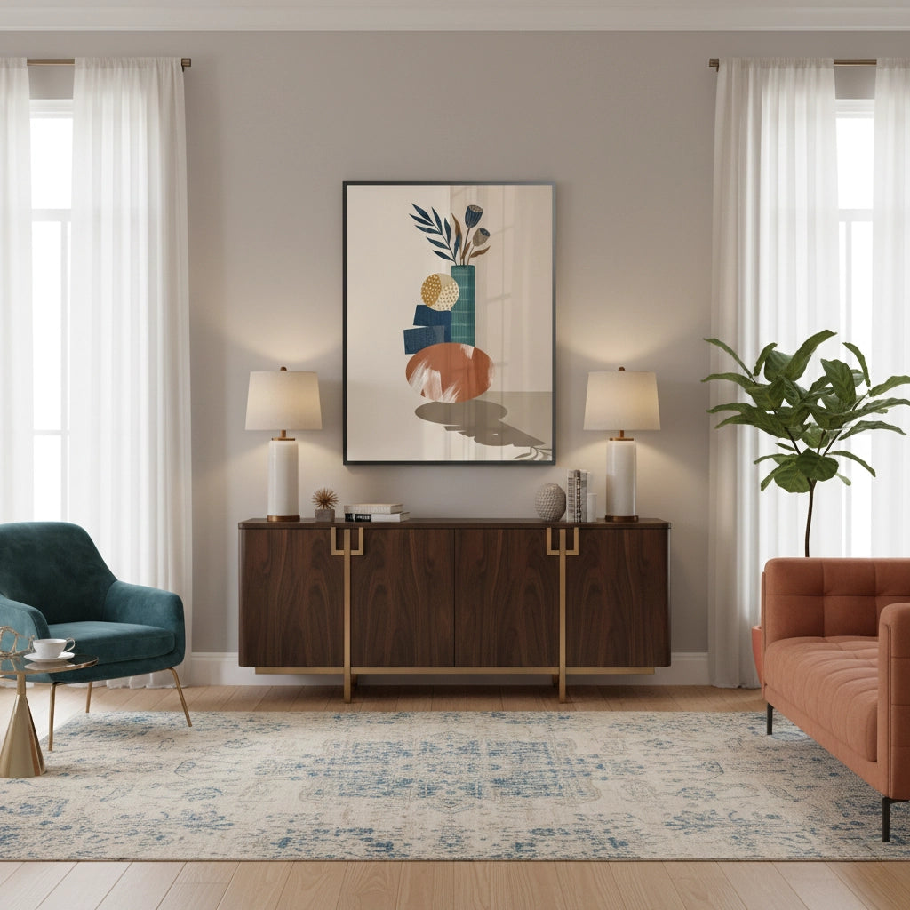 2Abstract Vase and Dried Flowers - Fine Art