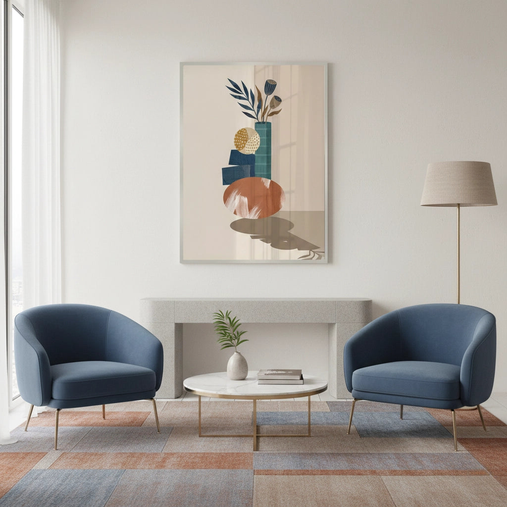 2Abstract Vase and Dried Flowers - Fine Art