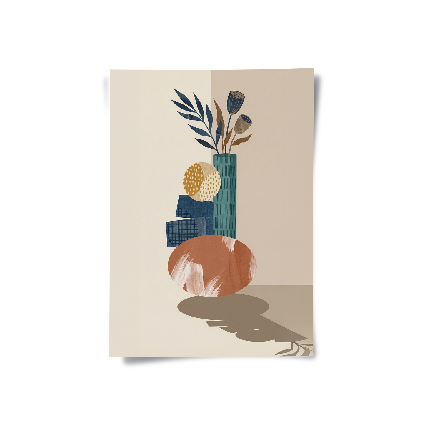 2Abstract Vase and Dried Flowers - Poster