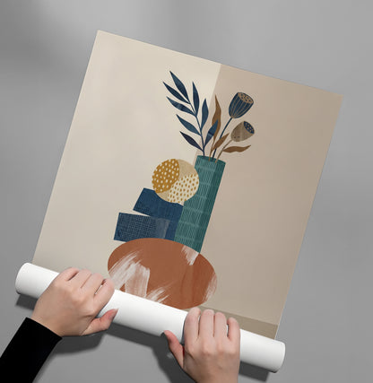 Abstract Vase and Dried Flowers - Poster