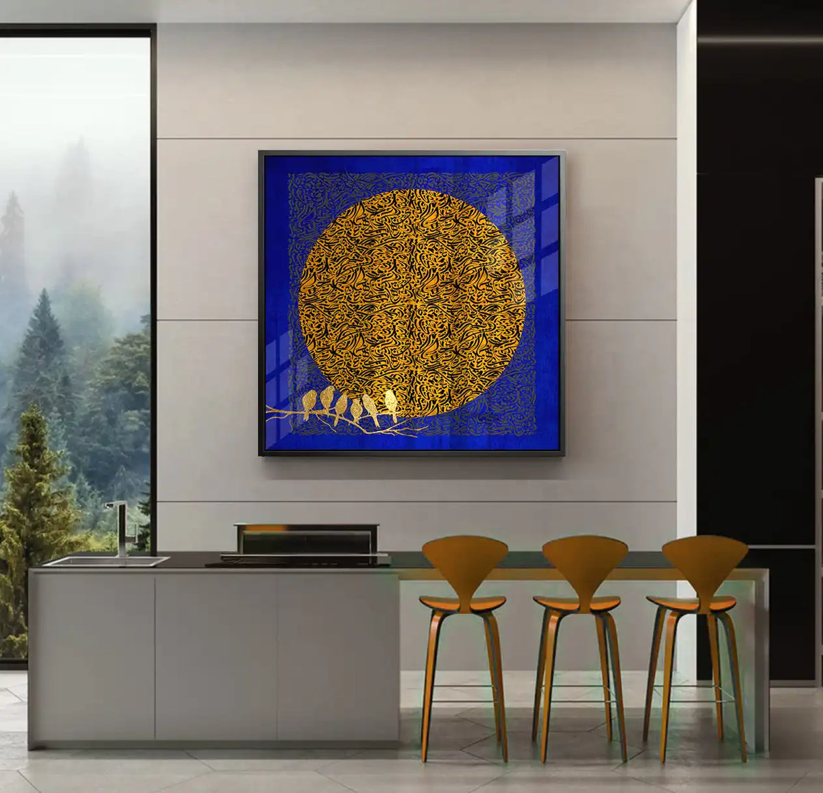 Moon and Flock - Acrylic - Jasmineart.ae
