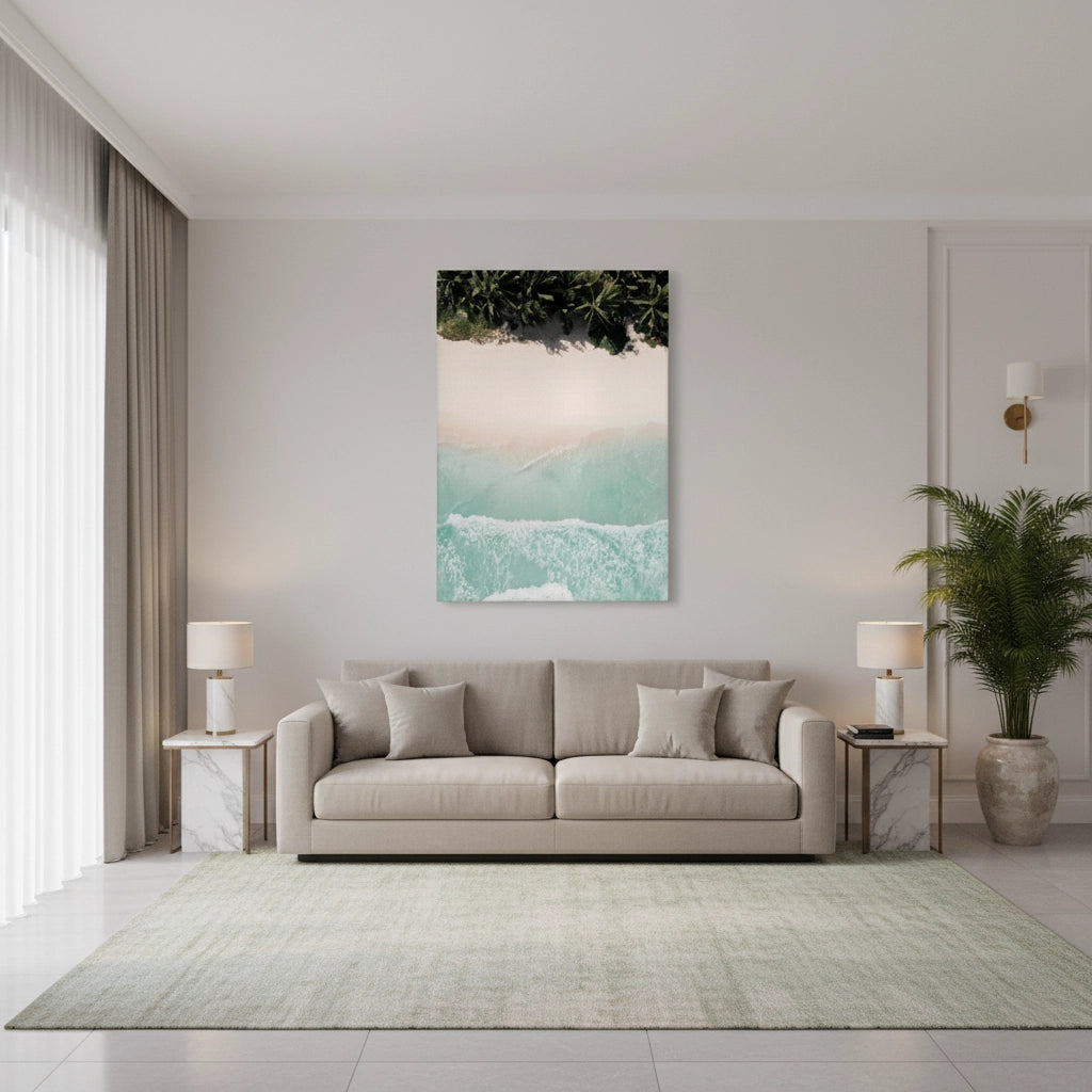 Aerial Turquoise Ocean - Canvas - Jasmineart.ae