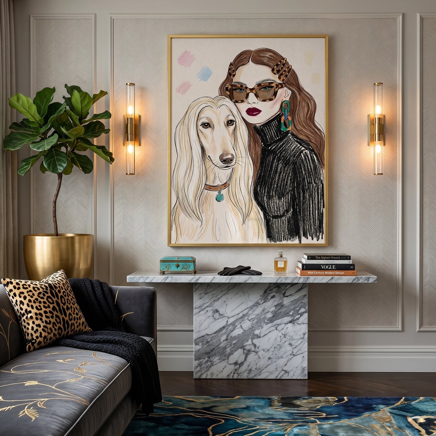 2Afghan Hound Fashion - Fine Art