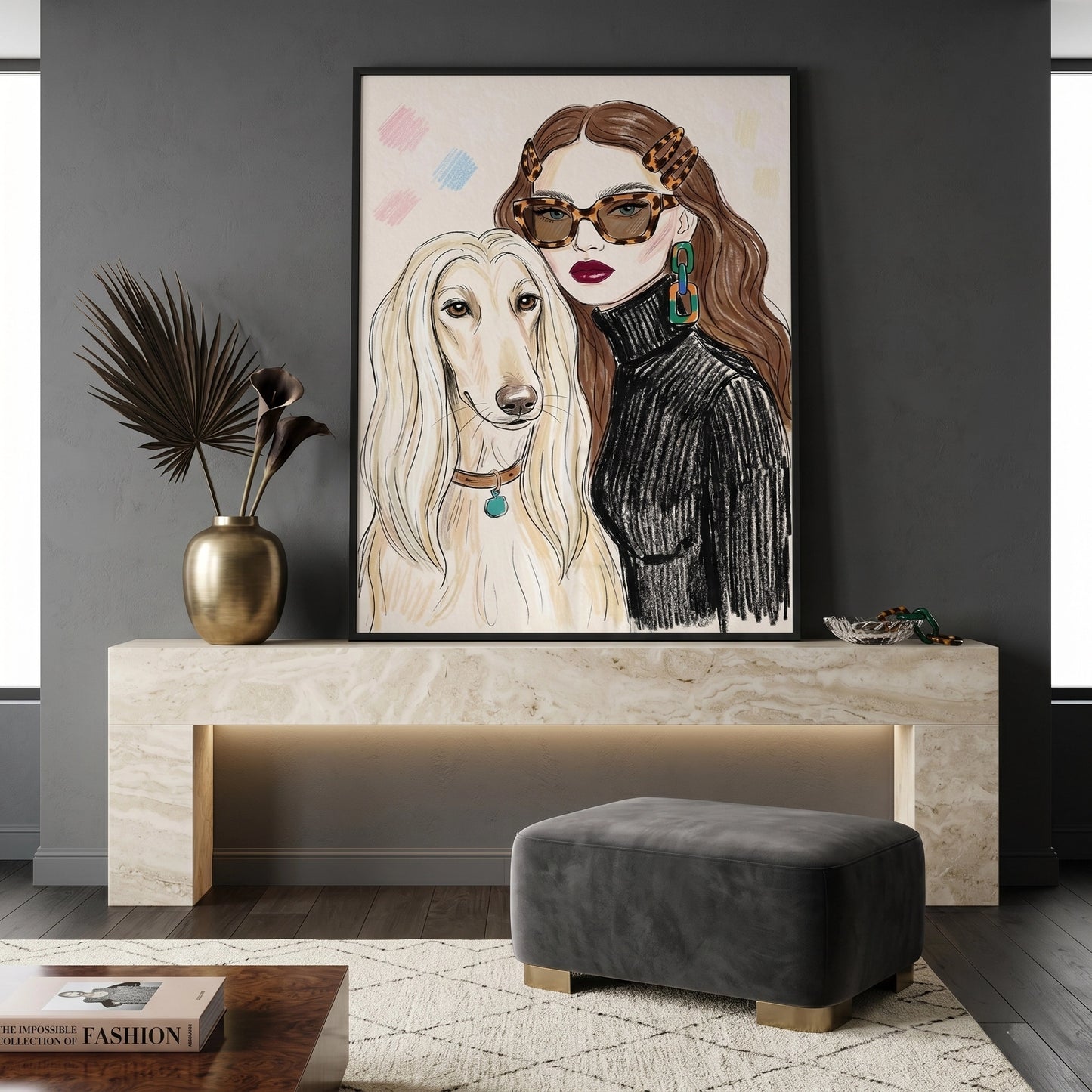 2Afghan Hound Fashion - Fine Art