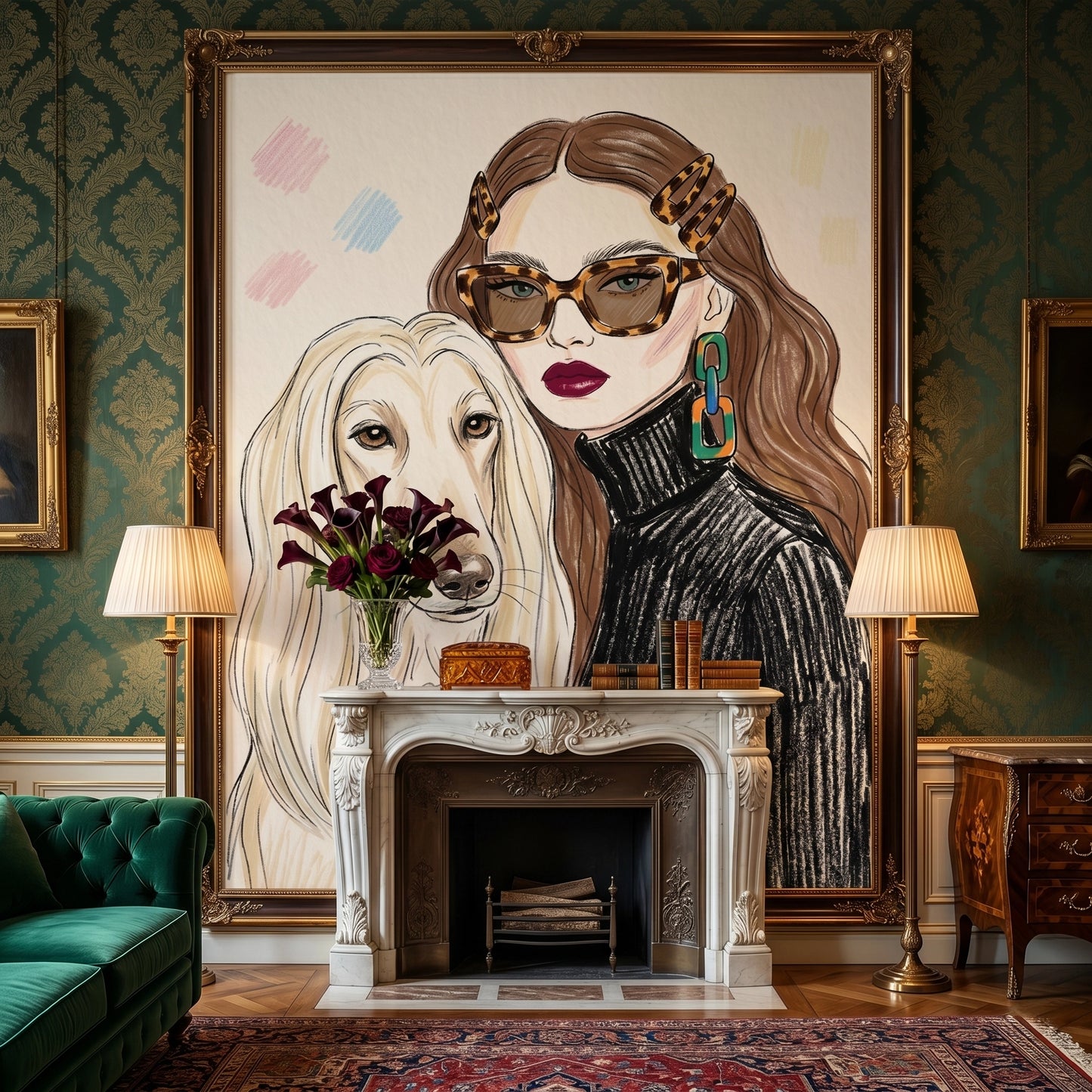 2Afghan Hound Fashion - Fine Art