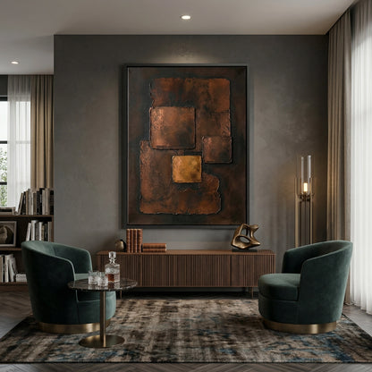 Minimalist abstract artwork with aged textures and soft natural hues, ideal for elegant UAE interiors