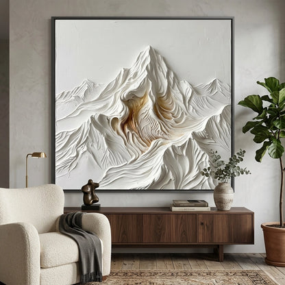 Modern Alpine Impasto artwork with bold texture and soft earthy tones, perfect for sophisticated UAE wall decor