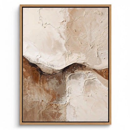 Large 3D 'Ancient Crust' plaster art featuring heavy cracked textures and weathered mineral layers in a warm sand and ochre palette, a primal focal point for a luxury Dubai villa.