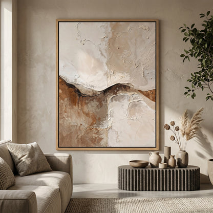 Luxury 'Ancient Crust' area rug with a high-low pile texture mimicking a cracked desert floor, perfect for a serene and earthy Dubai lounge