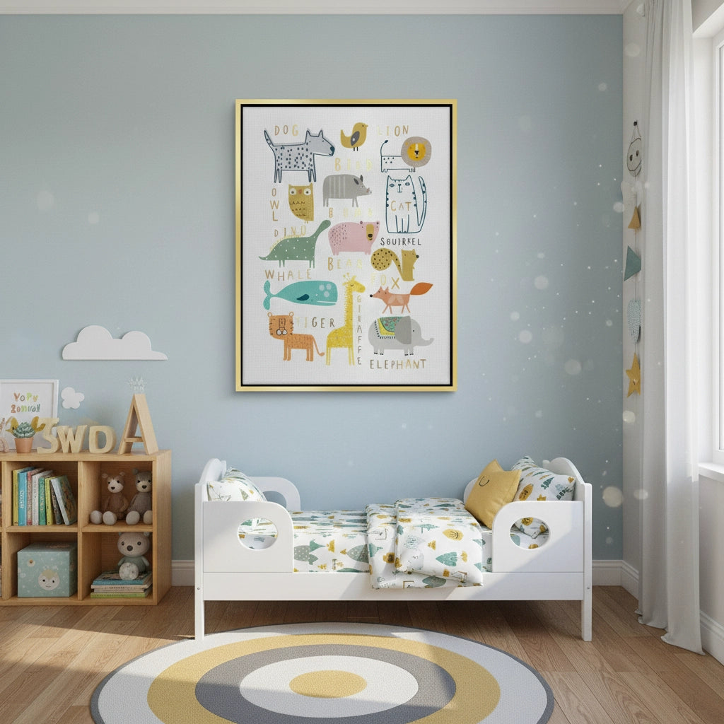 2Animal Alphabet kids room - Canvas