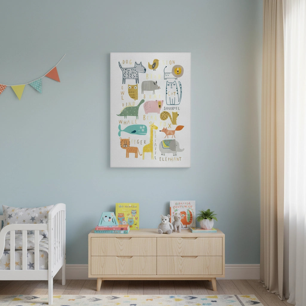 Animal Alphabet kids room - Canvas - Jasmineart.ae