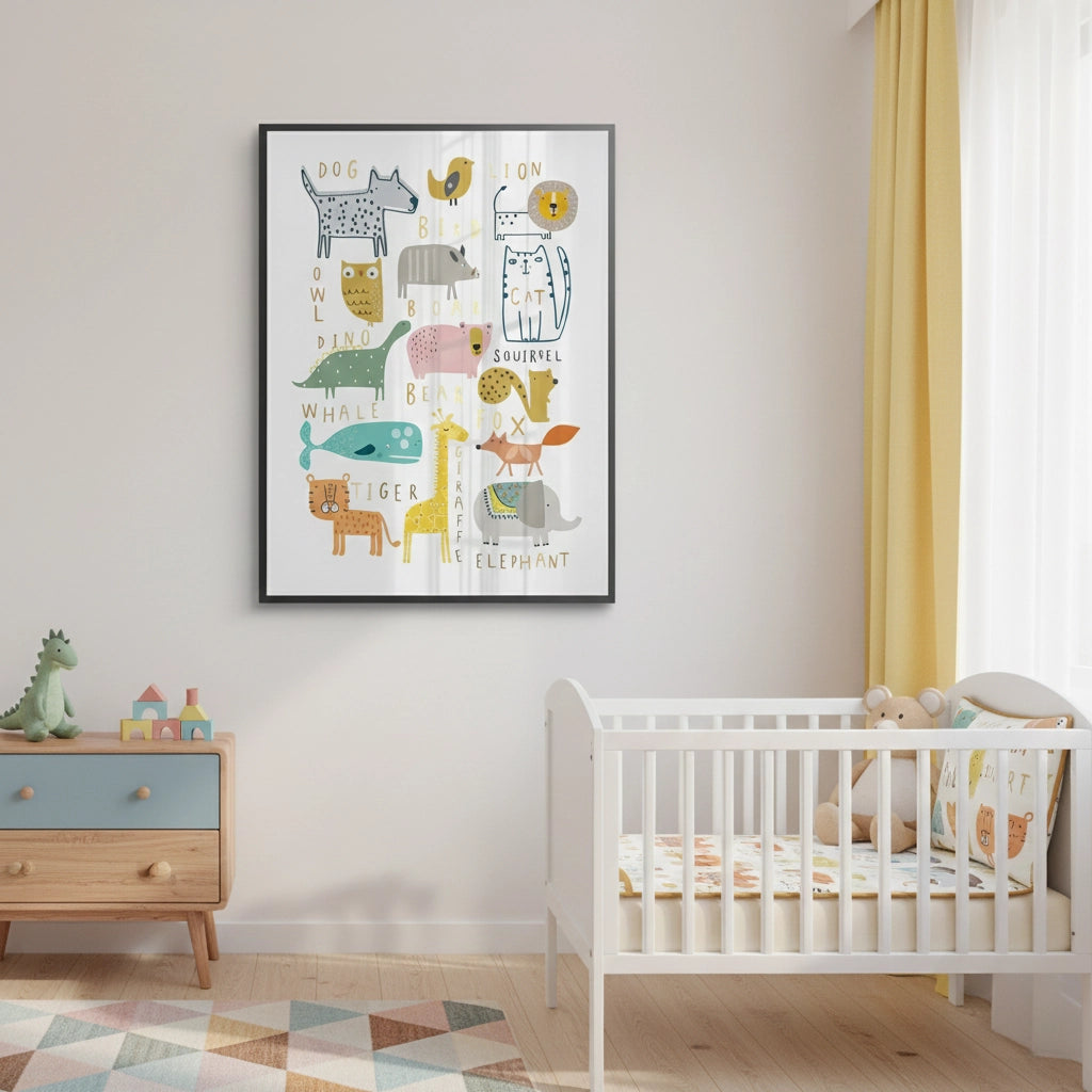Animal Alphabet kids room - Fine Art - Jasmineart.ae