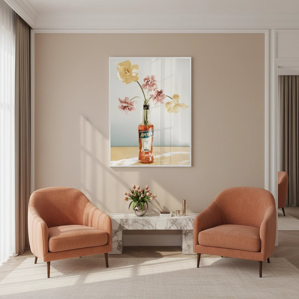 Aperol Bottle Flower Vase - Fine Art - Jasmineart.ae