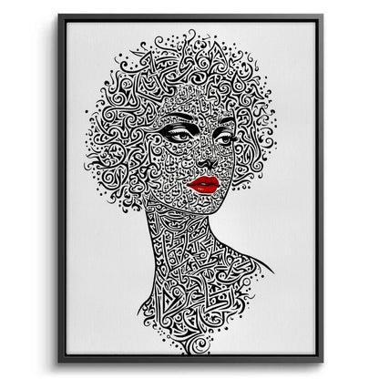 Arabic Calligraphy Woman Portrait - Canvas