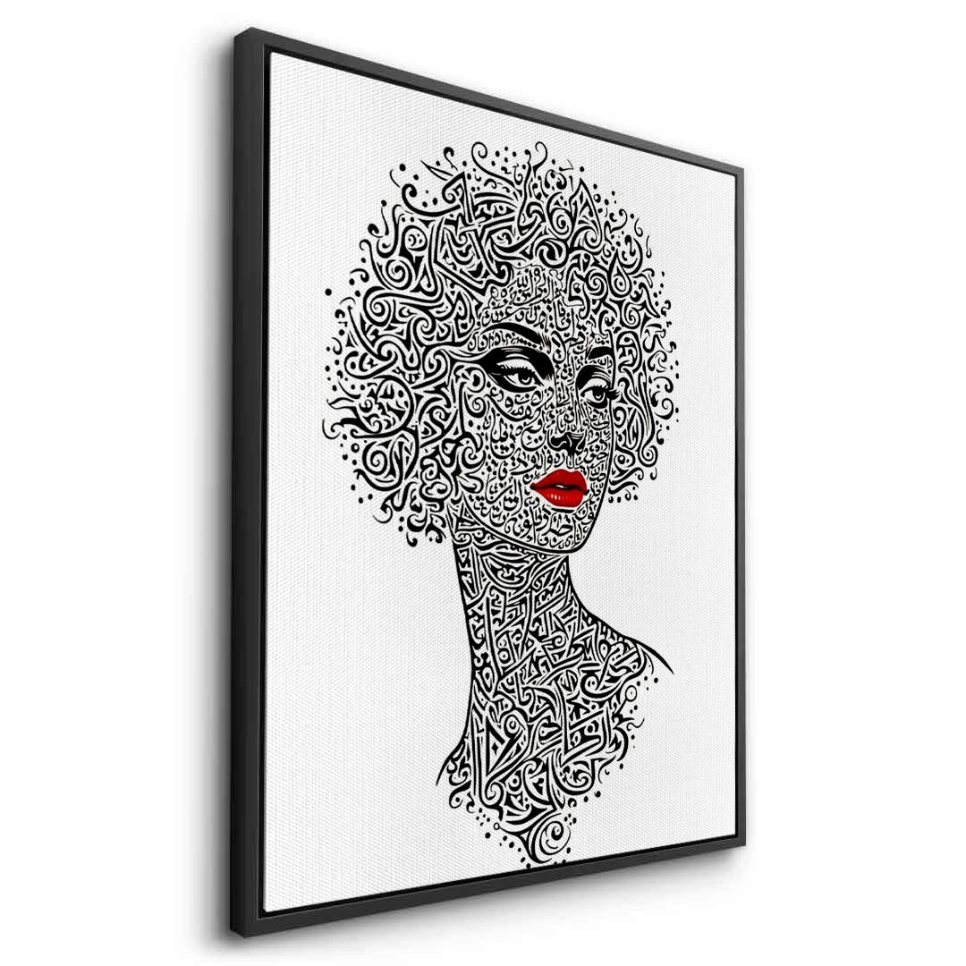 2Arabic Calligraphy Woman Portrait - Canvas