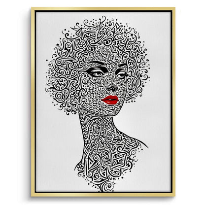 Arabic Calligraphy Woman Portrait - Canvas