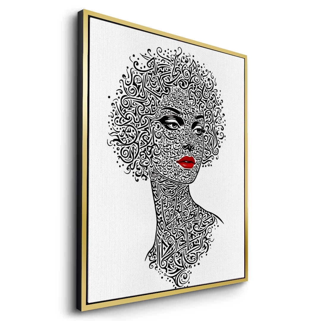 2Arabic Calligraphy Woman Portrait - Canvas
