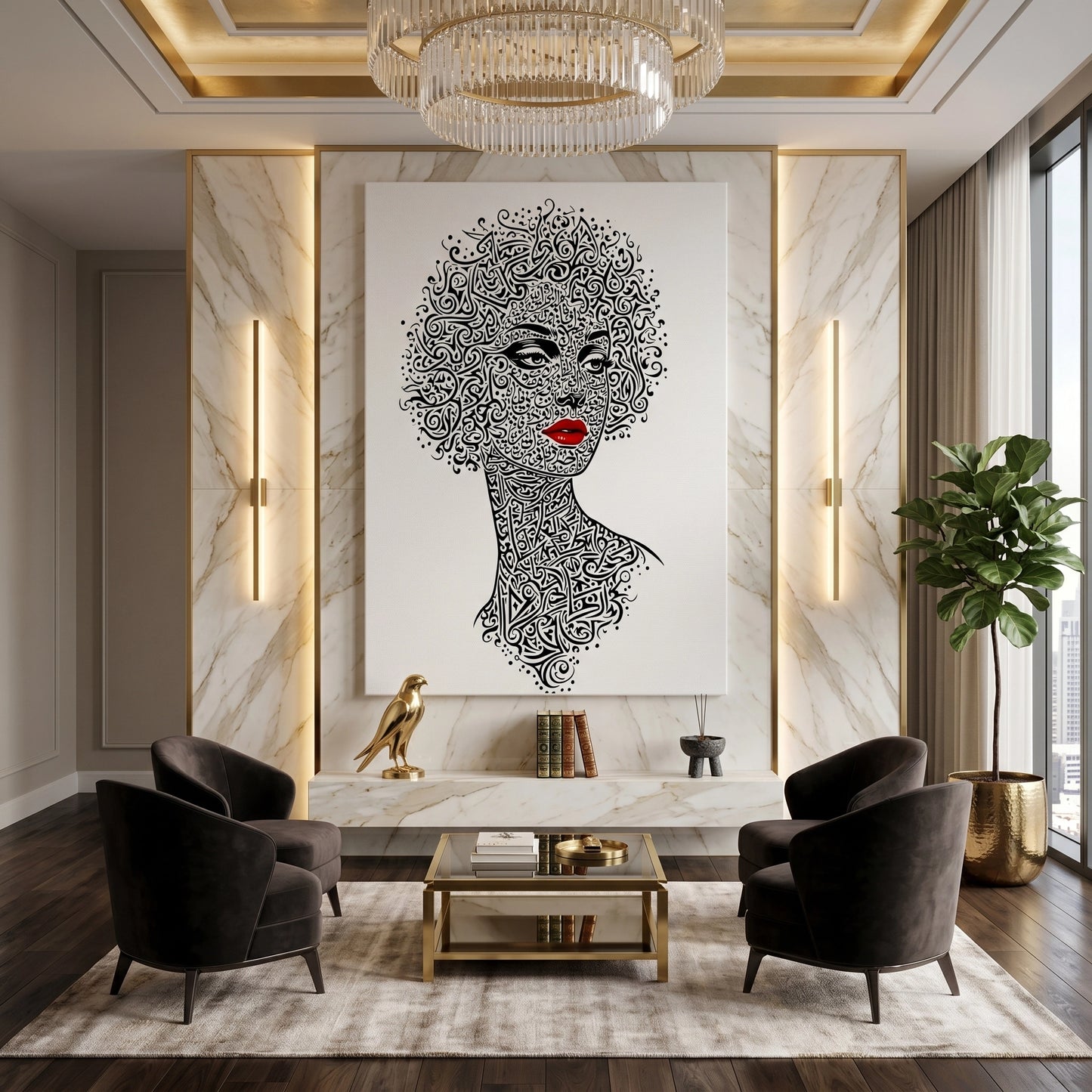 2Arabic Calligraphy Woman Portrait - Canvas