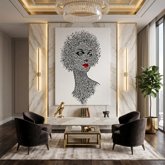 Arabic Calligraphy Woman Portrait - Canvas