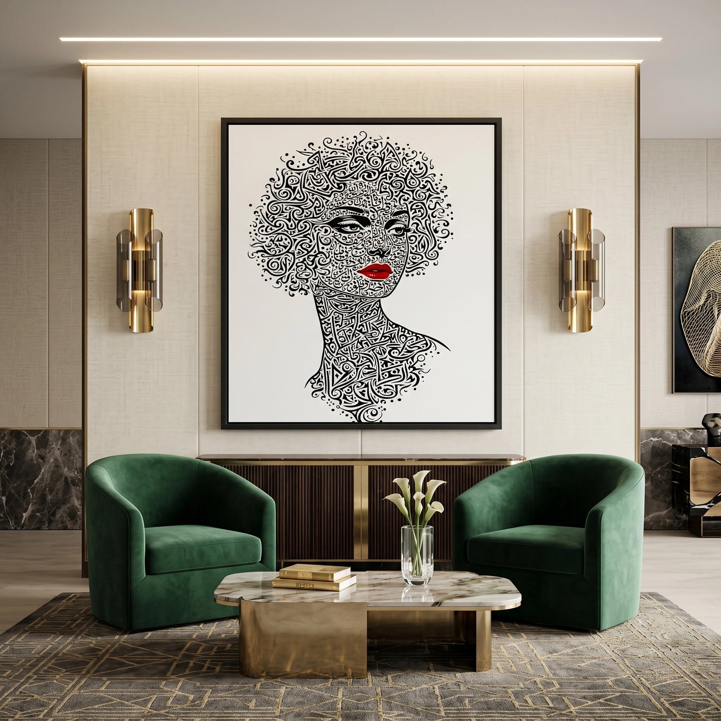 2Arabic Calligraphy Woman Portrait - Canvas