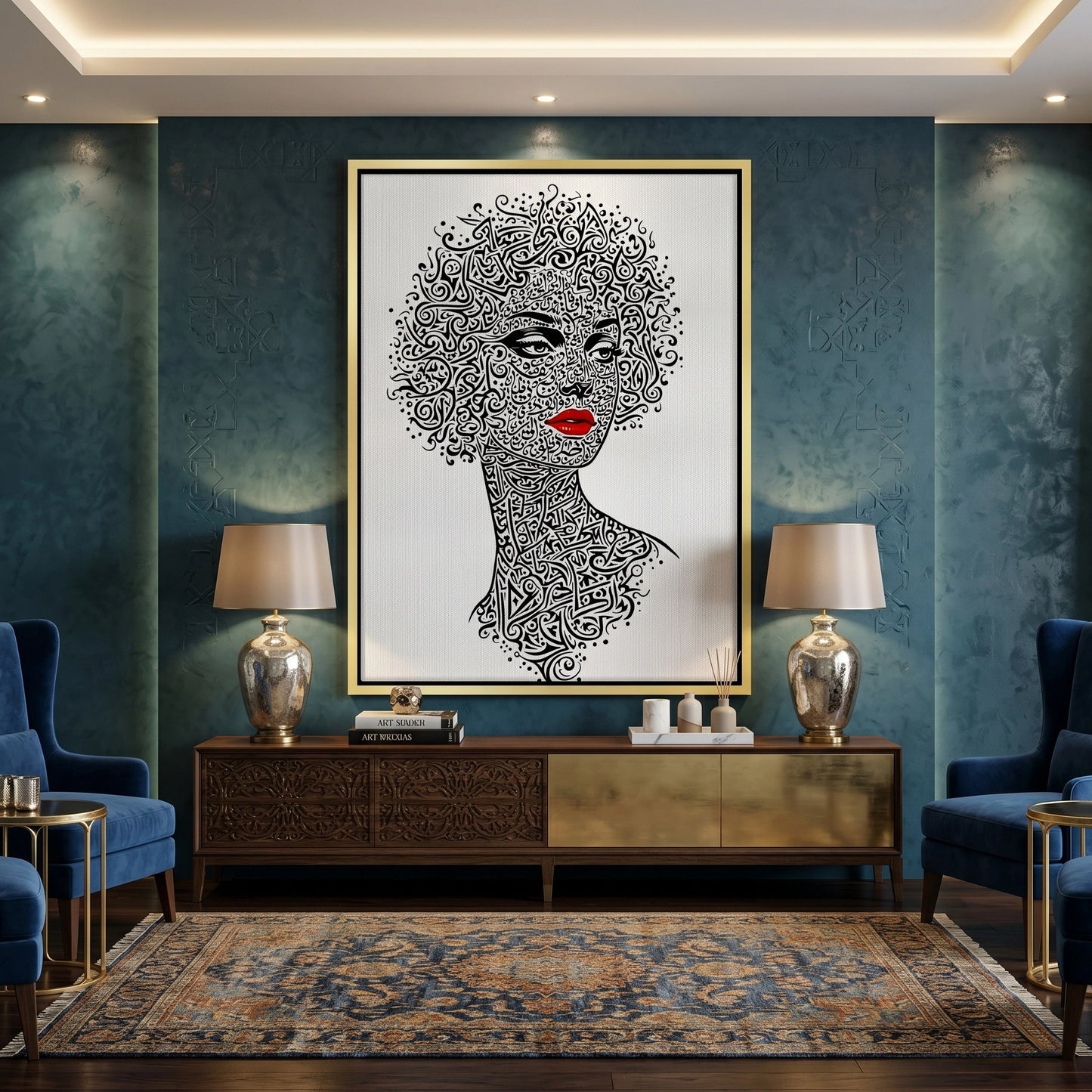 2Arabic Calligraphy Woman Portrait - Canvas