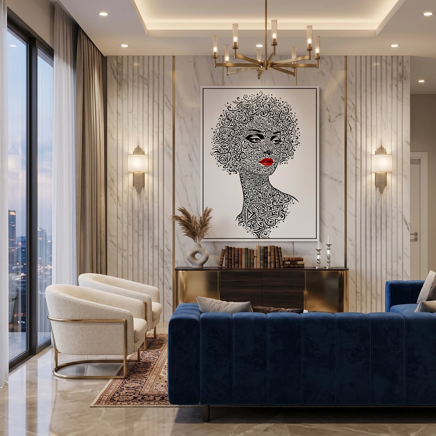 2Arabic Calligraphy Woman Portrait - Canvas
