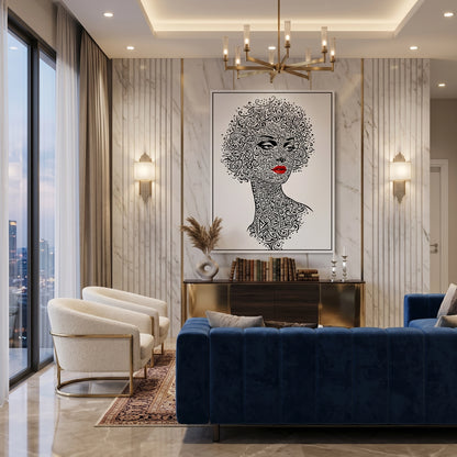 Arabic Calligraphy Woman Portrait - Canvas
