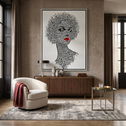 Arabic Calligraphy Woman Portrait - Canvas