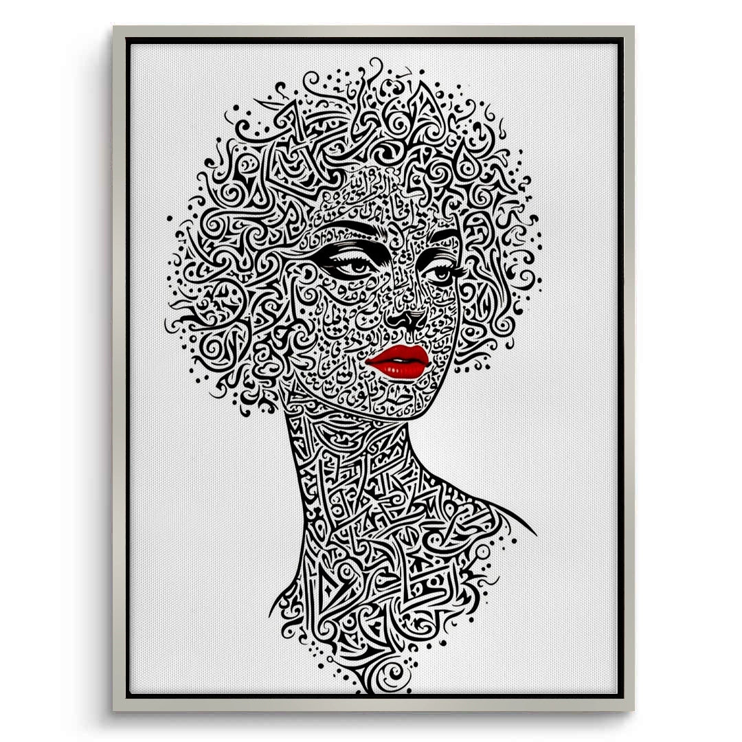 2Arabic Calligraphy Woman Portrait - Canvas