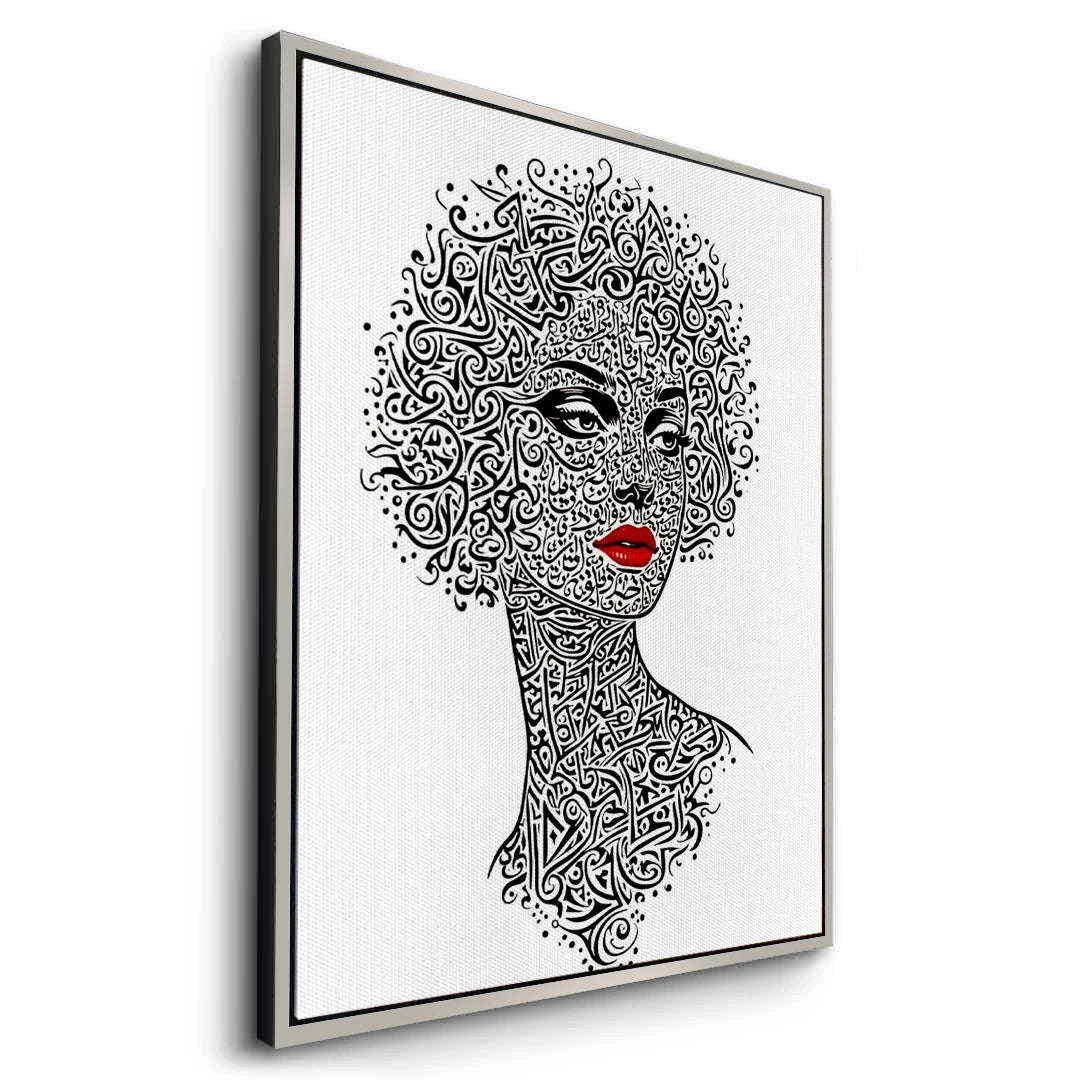 2Arabic Calligraphy Woman Portrait - Canvas