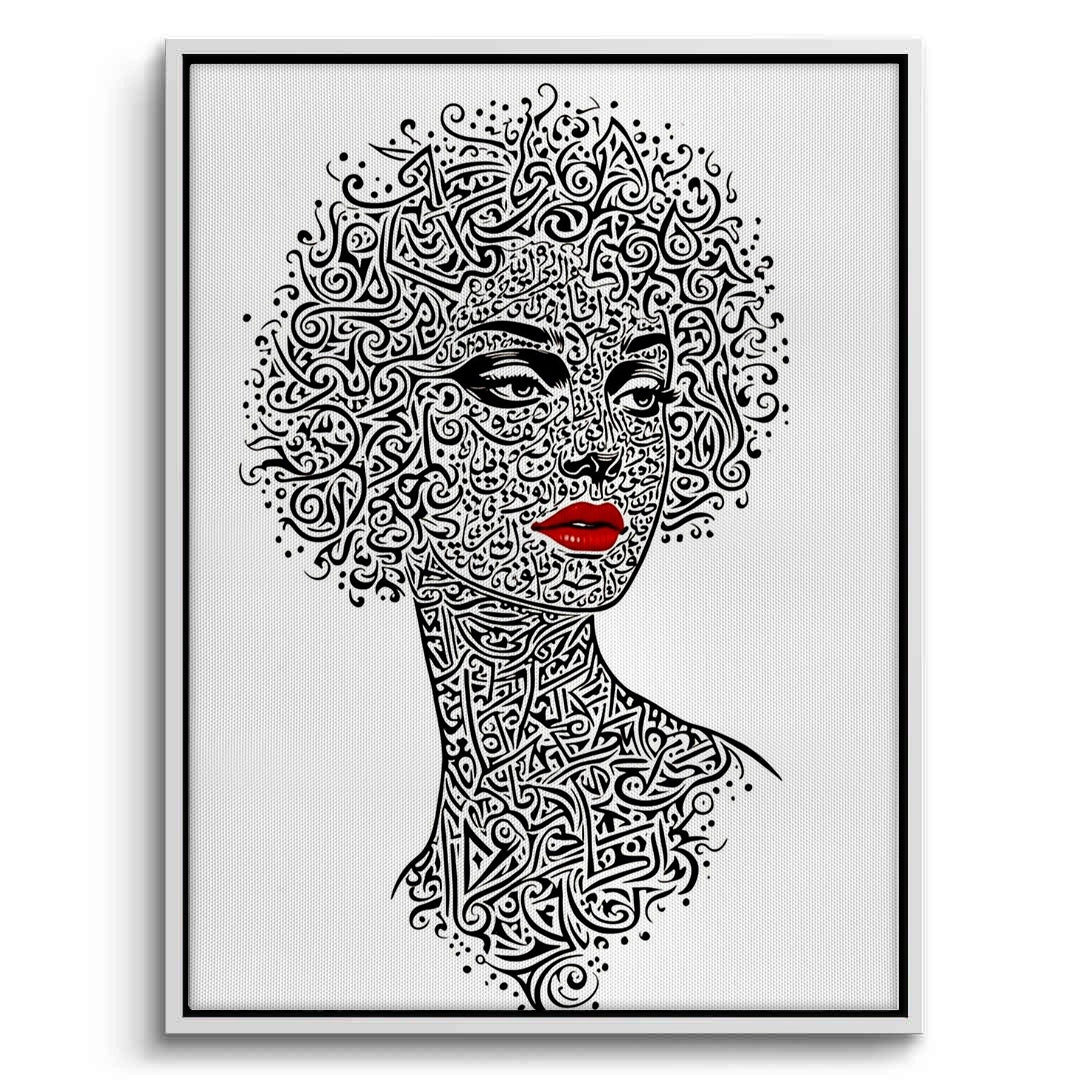 2Arabic Calligraphy Woman Portrait - Canvas