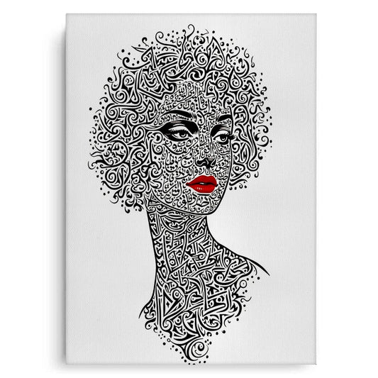 Arabic Calligraphy Woman Portrait - Canvas