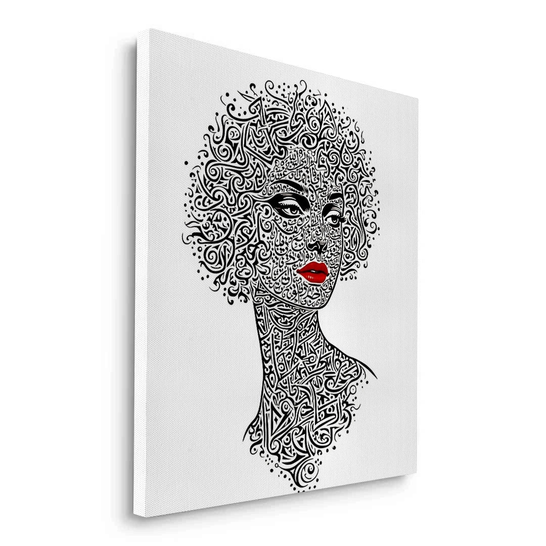 2Arabic Calligraphy Woman Portrait - Canvas