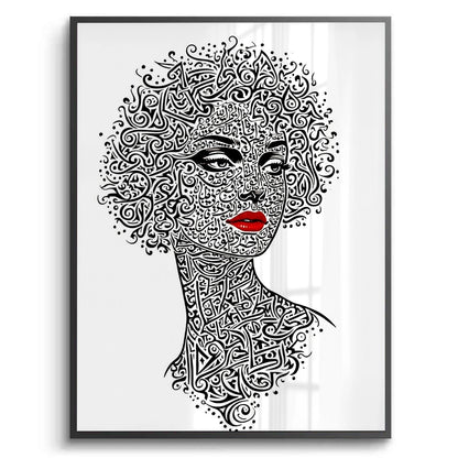 Arabic Calligraphy Woman Portrait - Fine Art