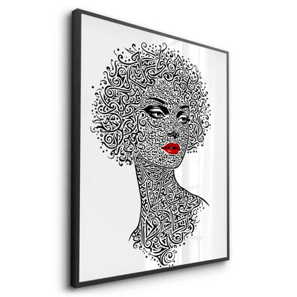 Arabic Calligraphy Woman Portrait - Fine Art