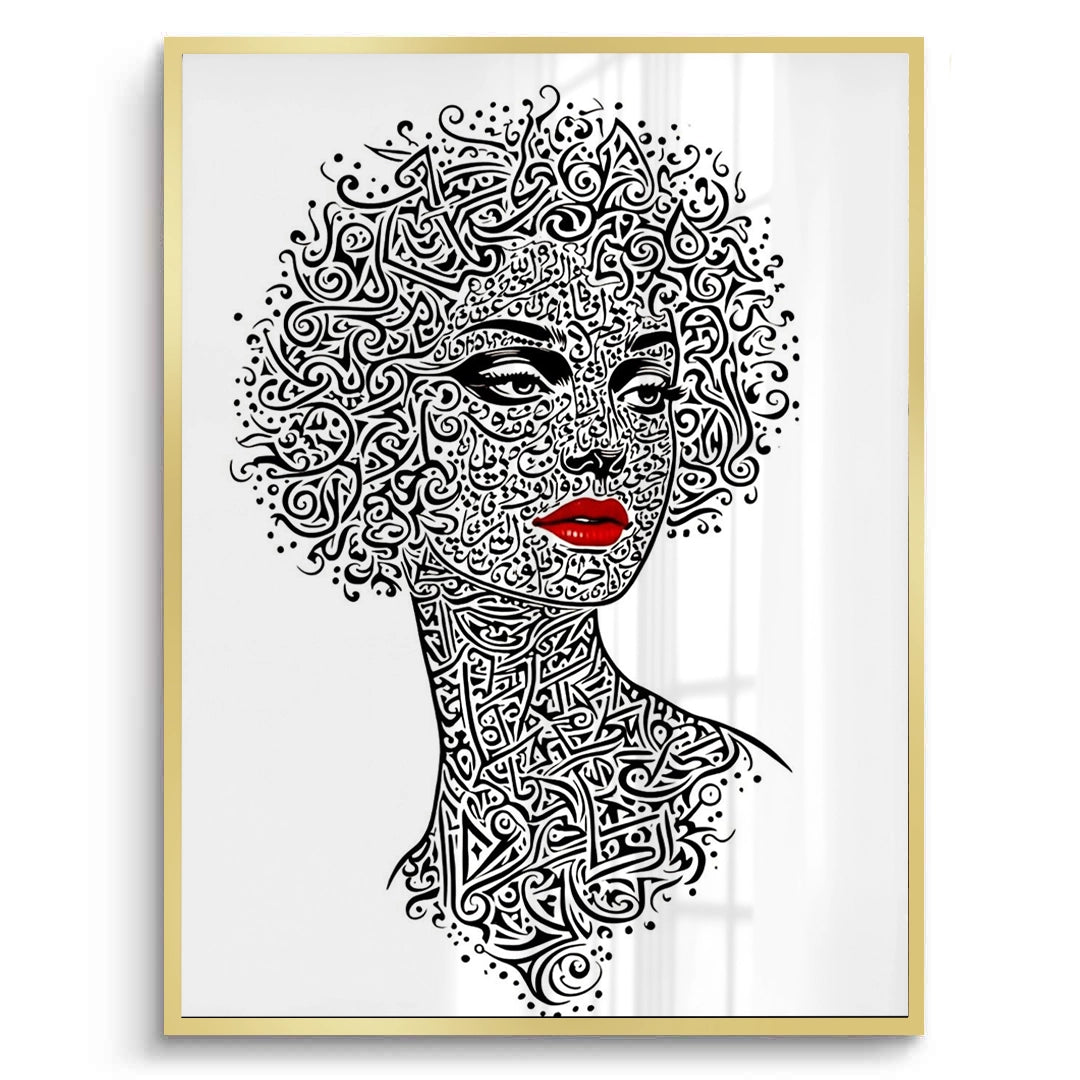 2Arabic Calligraphy Woman Portrait - Fine Art