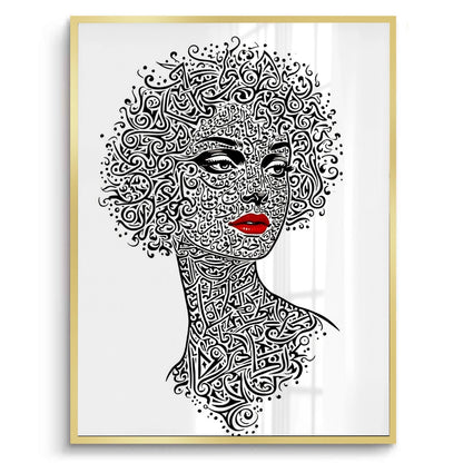 Arabic Calligraphy Woman Portrait - Fine Art