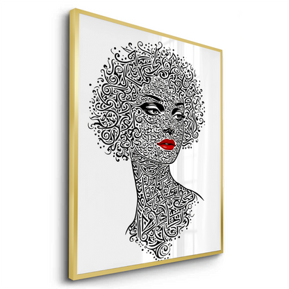 Arabic Calligraphy Woman Portrait - Fine Art