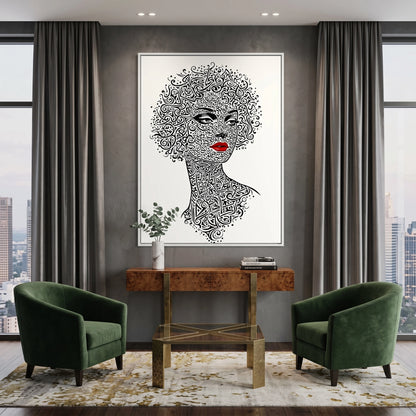 Arabic Calligraphy Woman Portrait - Fine Art