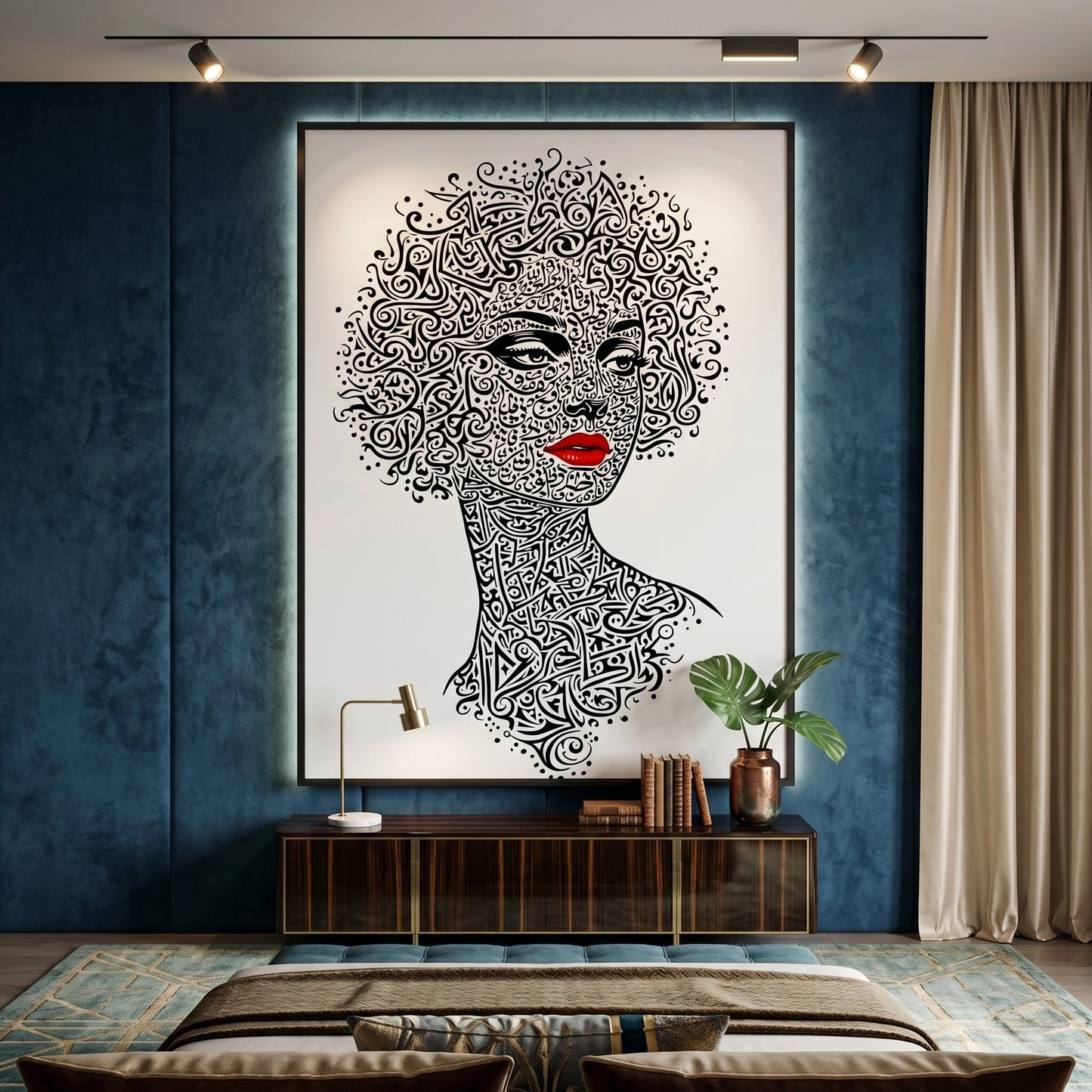 2Arabic Calligraphy Woman Portrait - Fine Art