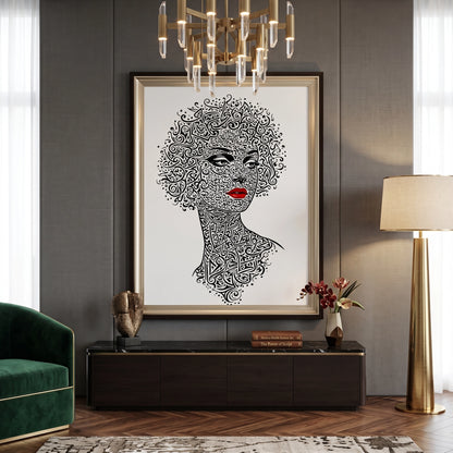 Arabic Calligraphy Woman Portrait - Fine Art
