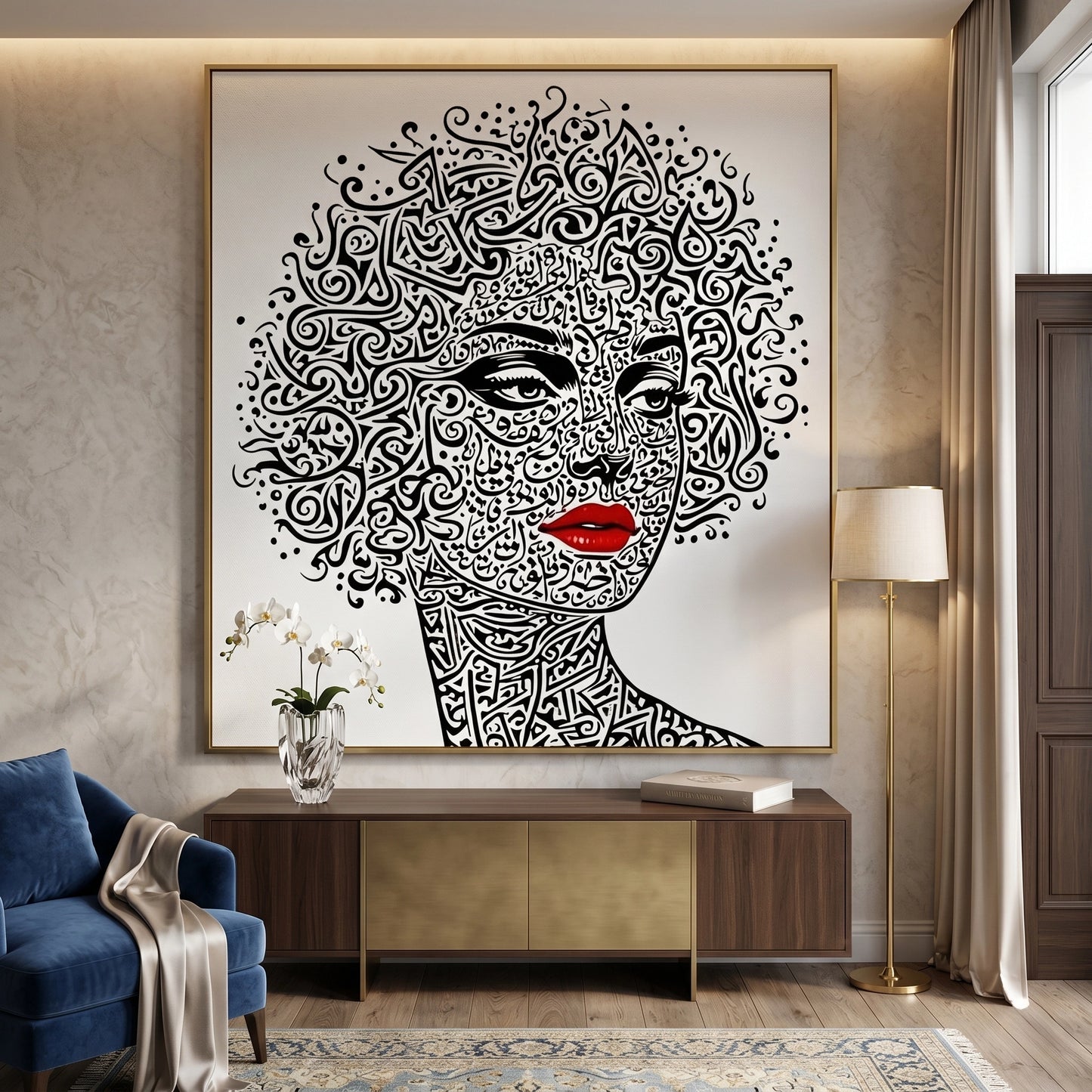 2Arabic Calligraphy Woman Portrait - Fine Art