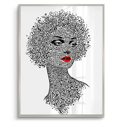 Arabic Calligraphy Woman Portrait - Fine Art