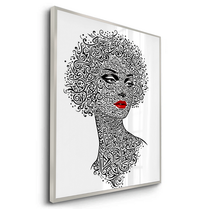 Arabic Calligraphy Woman Portrait - Fine Art