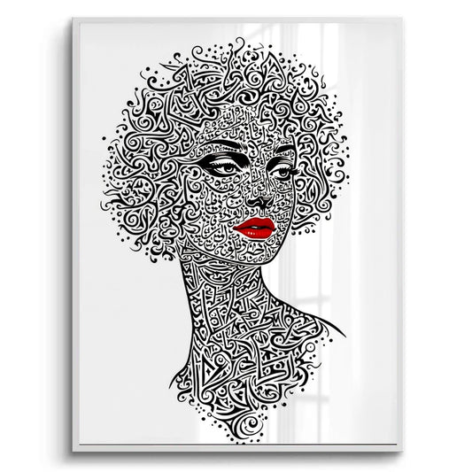 Arabic Calligraphy Woman Portrait - Fine Art