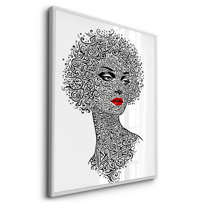 Arabic Calligraphy Woman Portrait - Fine Art